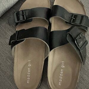 Madden Girl Black Buckle Sandals